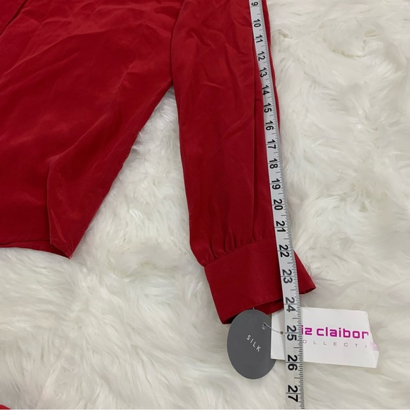 NEW Liz Claiborne Red 100% Silk Button Down Shirt - Picture 13 of 13